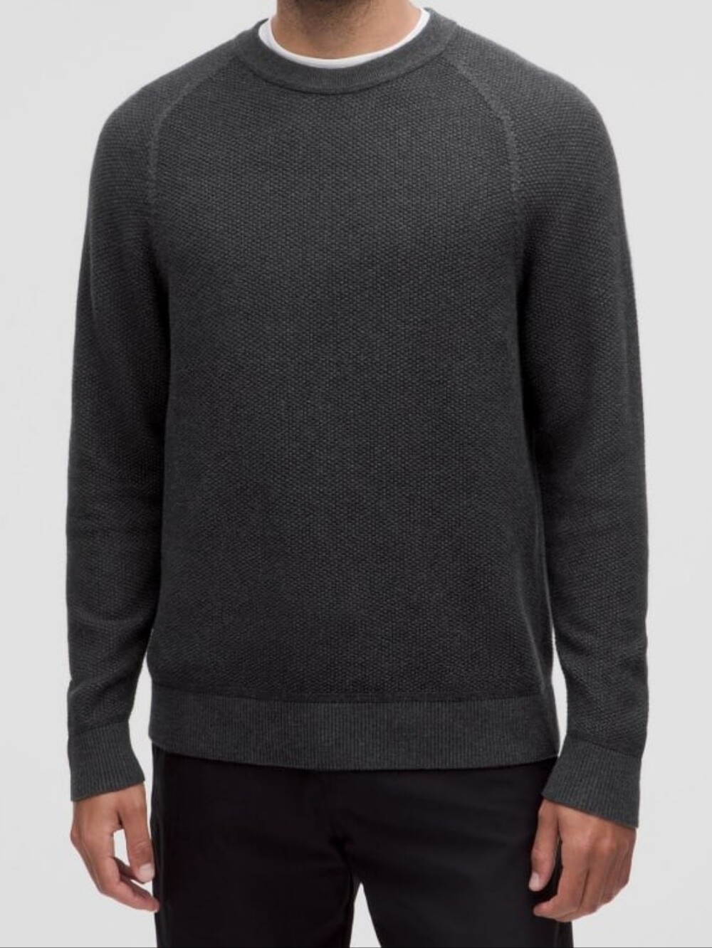 Lululemon Men’s Textured Knit Classic-Fit Crewneck Sweater Charcoal Gray Large